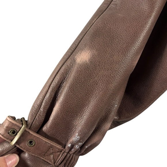 Vintage Colebrook & Co Brown Leather Aviator Jacket Sherpa Collar Women’s Sz Med - Picture 14 of 15